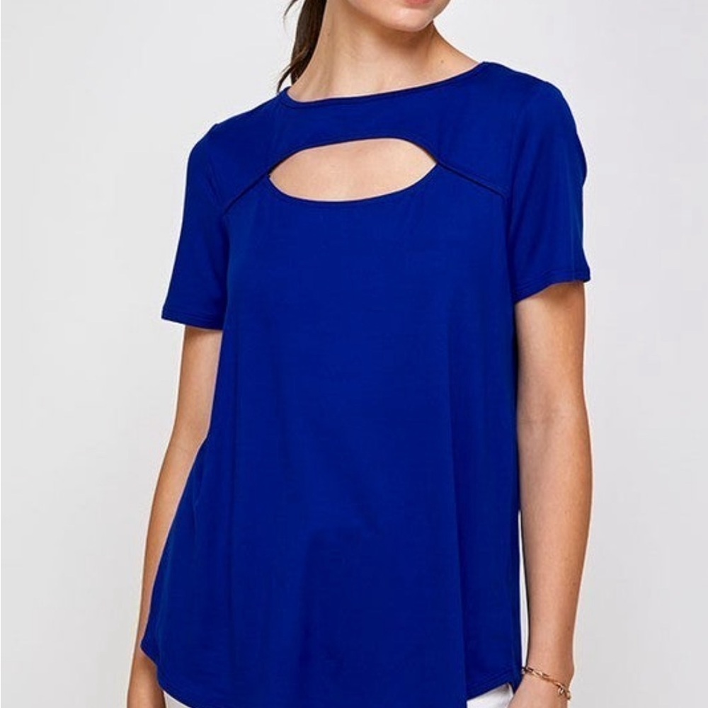 NWT! Elegant Royal Blue Women's Cut-out Top, 1XL